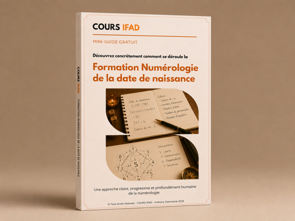 Guide gratuit de présentation de la formation Numérologie de la date de naissance Cours IFAD