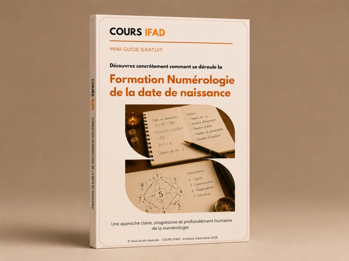 Guide gratuit de présentation de la formation Numérologie de la date de naissance Cours IFAD